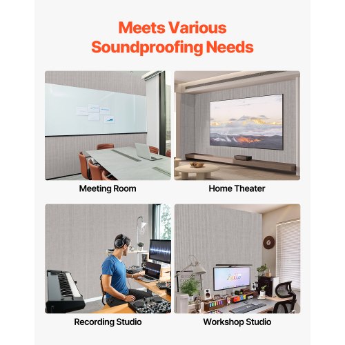 5 Pack Acoustic Panels with Self Adhesive 472 x 236 x 0.4 inch Sound