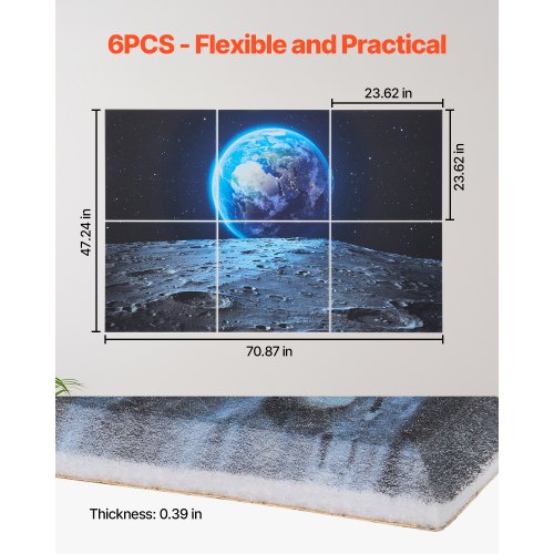 6 Pack Art Acoustic Panels 7087 x 4724 x 0.4 inch Soundproof Wall Tiles