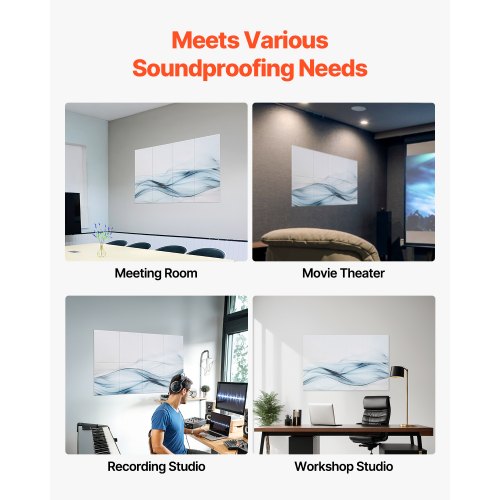 8 Pack Art Acoustic Panels 4724 x 2362 x 0.4 inch Soundproof Wall Tiles