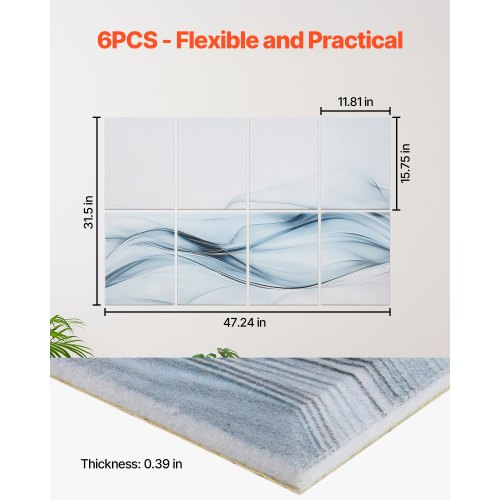 8 Pack Art Acoustic Panels 4724 x 2362 x 0.4 inch Soundproof Wall Tiles