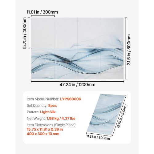 8 Pack Art Acoustic Panels 4724 x 2362 x 0.4 inch Soundproof Wall Tiles