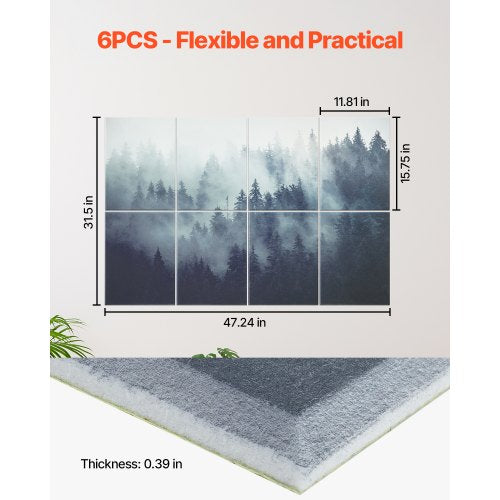 8 Pack Art Acoustic Panels 63 x 2362 x 0.4 inch Soundproof Wall Tiles