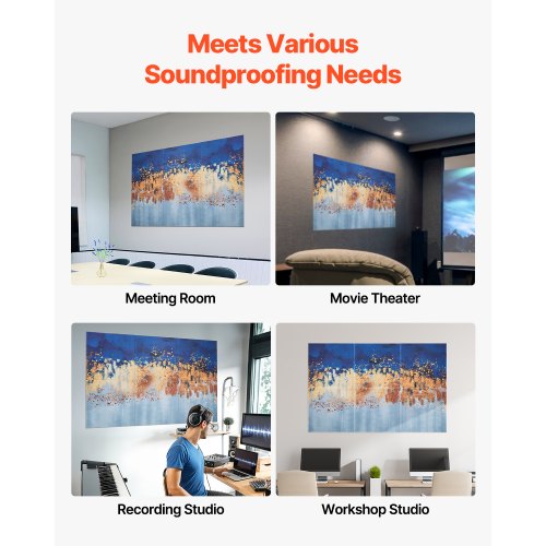 6 Pack Art Acoustic Panels 7087 x 4724 x 0.4 inch Soundproof Wall Tiles