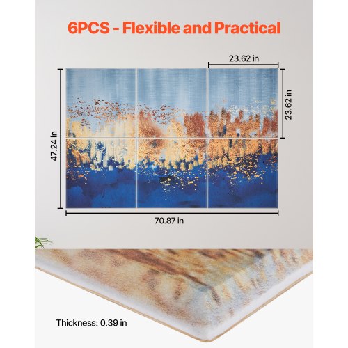 6 Pack Art Acoustic Panels 7087 x 4724 x 0.4 inch Soundproof Wall Tiles