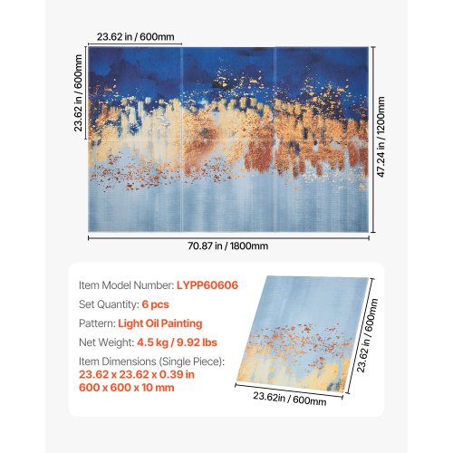 6 Pack Art Acoustic Panels 7087 x 4724 x 0.4 inch Soundproof Wall Tiles