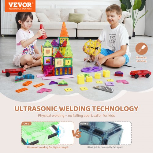 Magnetic Tiles 181 PCS Magnetic Building Blocks for Kids Magnet Building