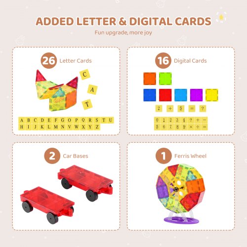 Magnetic Tiles 181 PCS Magnetic Building Blocks for Kids Magnet Building