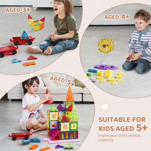 Magnetic Tiles 181 PCS Magnetic Building Blocks for Kids Magnet Building