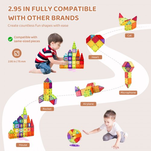 Magnetic Tiles 181 PCS Magnetic Building Blocks for Kids Magnet Building