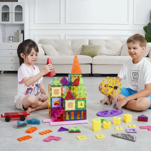 Magnetic Tiles 181 PCS Magnetic Building Blocks for Kids Magnet Building