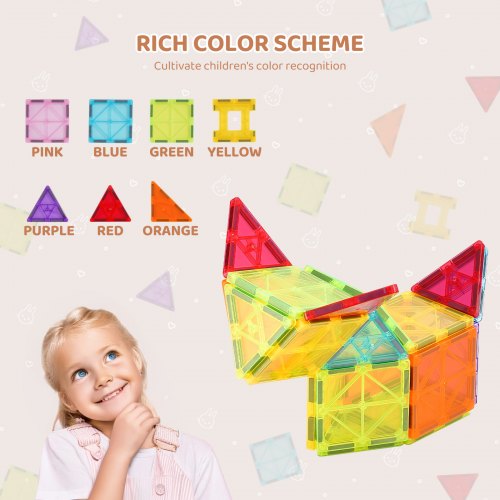 Magnetic Tiles 32 PCS Magnetic Building Blocks for Kids Magnet Building
