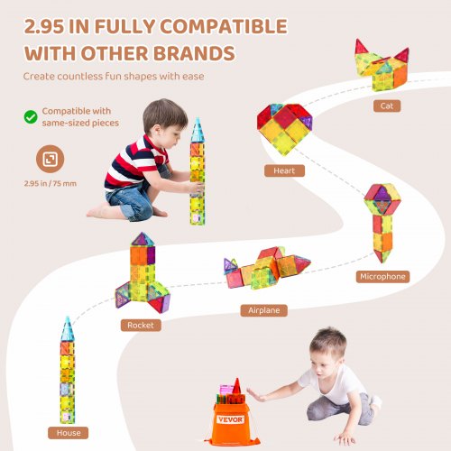 Magnetic Tiles 32 PCS Magnetic Building Blocks for Kids Magnet Building