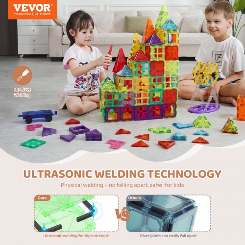 Magnetic Tiles 180 PCS Magnetic Building Blocks for Kids Magnet Building
