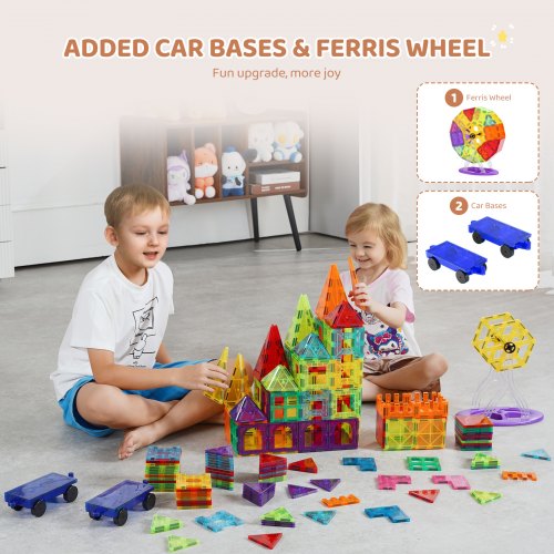 Magnetic Tiles 180 PCS Magnetic Building Blocks for Kids Magnet Building