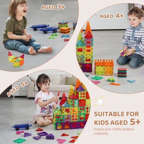 Magnetic Tiles 180 PCS Magnetic Building Blocks for Kids Magnet Building