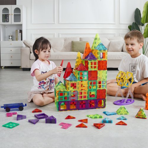 Magnetic Tiles 180 PCS Magnetic Building Blocks for Kids Magnet Building