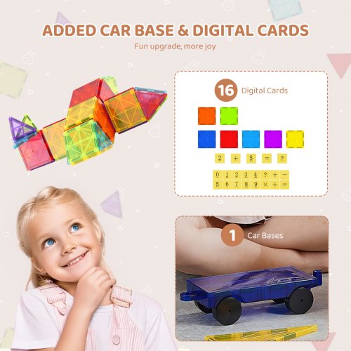 Magnetic Tiles 55 PCS Magnetic Building Blocks for Kids Magnet Building