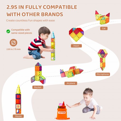 Magnetic Tiles 55 PCS Magnetic Building Blocks for Kids Magnet Building