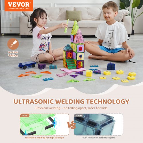 Magnetic Tiles 121 PCS Magnetic Building Blocks for Kids Magnet Building