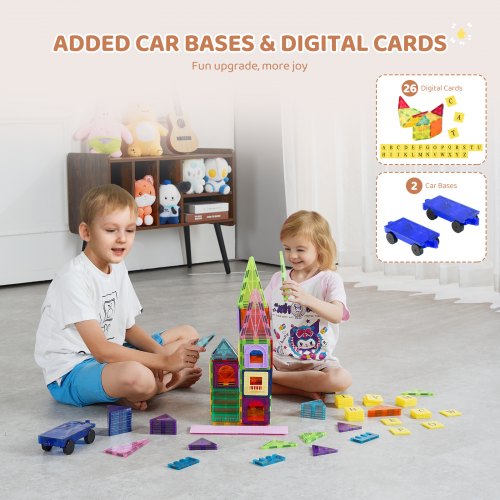 Magnetic Tiles 121 PCS Magnetic Building Blocks for Kids Magnet Building