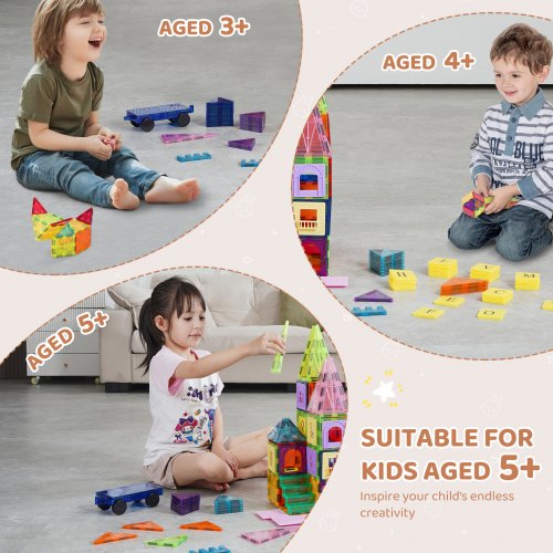 Magnetic Tiles 121 PCS Magnetic Building Blocks for Kids Magnet Building