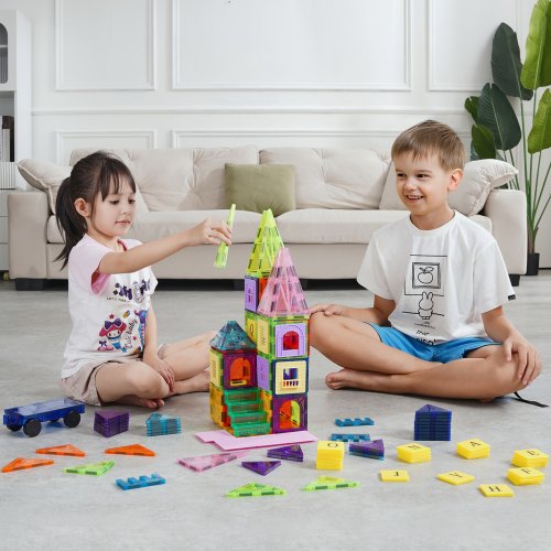 Magnetic Tiles 121 PCS Magnetic Building Blocks for Kids Magnet Building