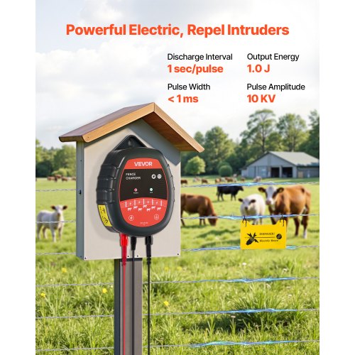 Electric Fence Charger 10kV 1J AC DC Electric Fence Energizer with LED