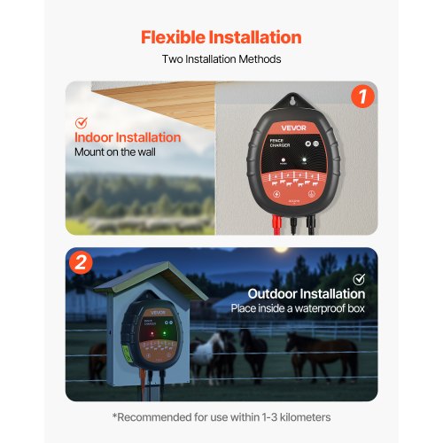 Electric Fence Charger 10kV 1J AC DC Electric Fence Energizer with LED