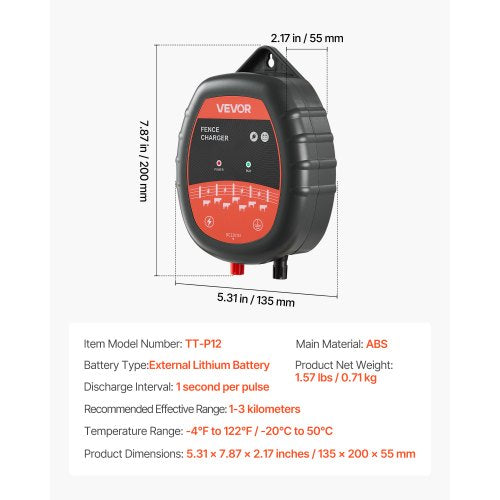 Electric Fence Charger 10kV 1J AC DC Electric Fence Energizer with LED