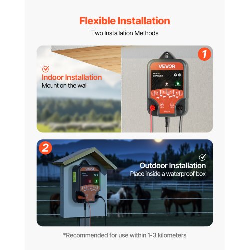 Electric Fence Charger 10kV 2J AC DC Electric Fence Energizer with LED