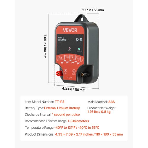 Electric Fence Charger 10kV 2J AC DC Electric Fence Energizer with LED