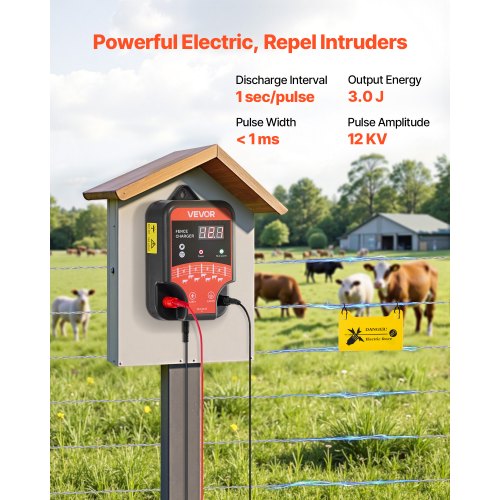 Electric Fence Charger 10kV 3J AC DC Electric Fence Energizer with LED