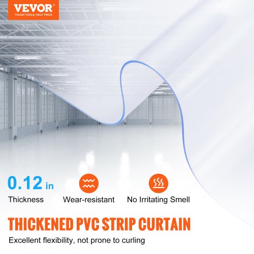 Strip Curtain 100 Length 12 Width 012 Thickness Clear Smooth Plastic