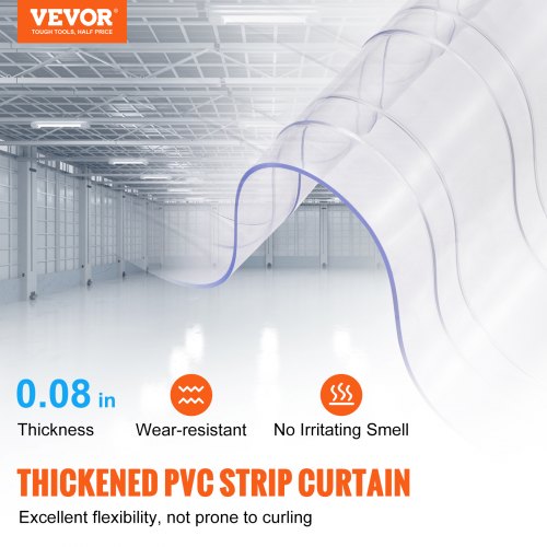 Strip Curtain 75 Length 8 Width 008 Thickness Clear Ribbed Plastic