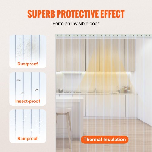 Strip Curtain 75 Length 8 Width 008 Thickness Clear Ribbed Plastic