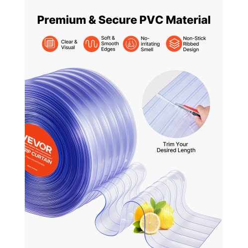 Clear Pvc Strip Curtain 101 Ft Length X 12 In Width Ribbed Plastic Door Bulk