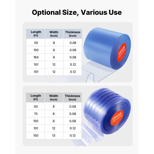 Clear Pvc Strip Curtain 101 Ft Length X 12 In Width Ribbed Plastic Door Bulk