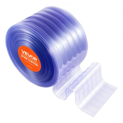 Clear PVC Strip Curtain 150 ft Length x 12 in Width Ribbed Plastic Door