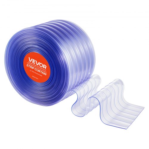Clear PVC Strip Curtain 150 ft Length x 12 in Width Ribbed Plastic Door
