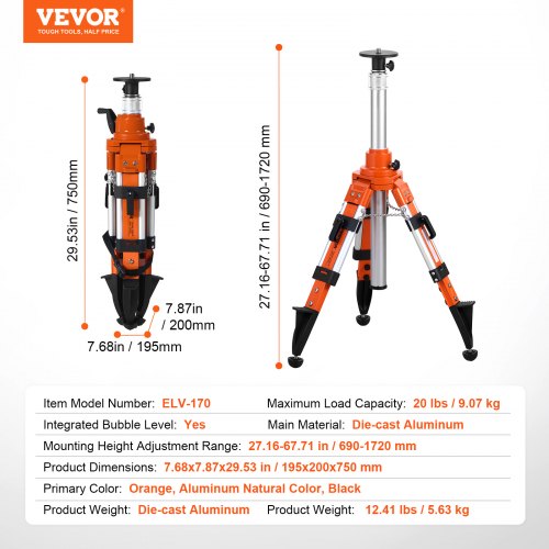 Laser Level Tripod Stand 5811 Thread Mount 27166771 inch Height