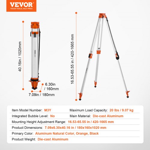 Laser Level Tripod Stand 5811 Thread Mount 16536555 inch Height