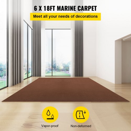 Marine Carpet 6 x 18 ft Boat Carpeting Deep Brown Marine Grade Boat