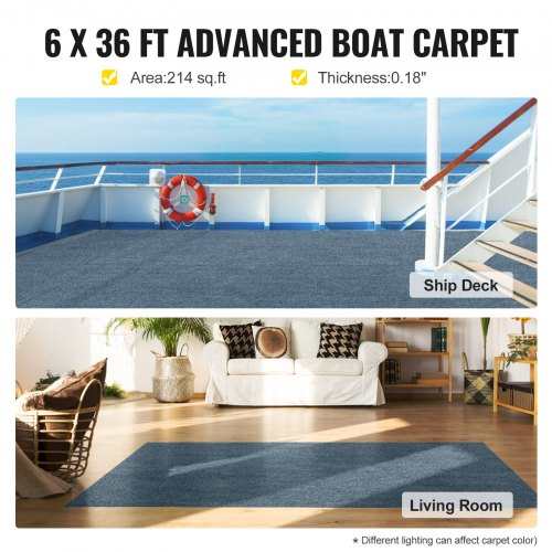 Gray Marine Carpet 6 ft x 36 ft Boat Carpet Rugs Indoor Outdoor Rugs for Patio