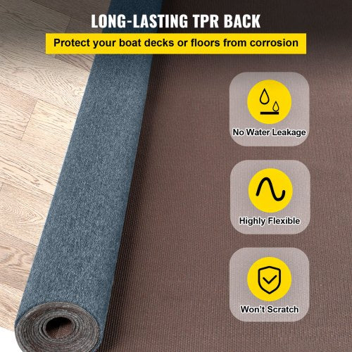 Gray Marine Carpet 6 ft x 36 ft Boat Carpet Rugs Indoor Outdoor Rugs for Patio