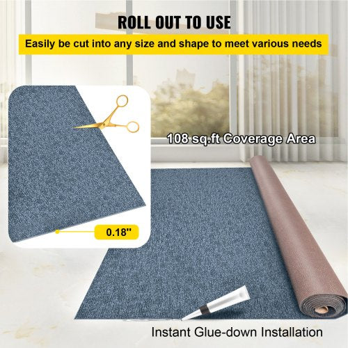 Gray Marine Carpet 6 ft x 18 ft Boat Carpet Rugs Indoor Outdoor Rugs for Patio