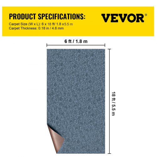 Gray Marine Carpet 6 ft x 18 ft Boat Carpet Rugs Indoor Outdoor Rugs for Patio
