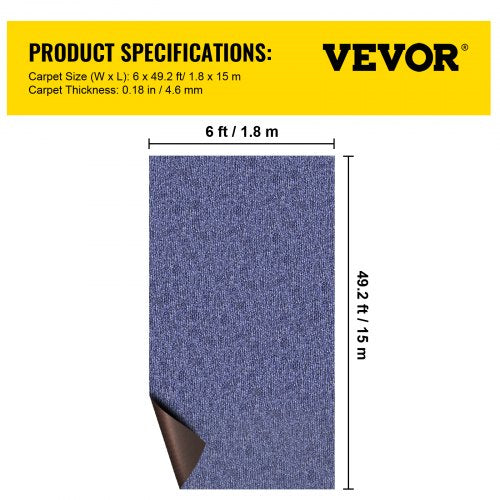 Deep Blue Marine Carpet 6 ft x 49.2 ft Marine Carpeting Marine Grade Carpet