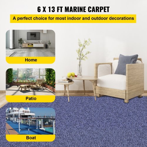 Deep Blue Marine Carpet 6 ft x 13.1 ft Marine Carpeting Marine Grade Carpet