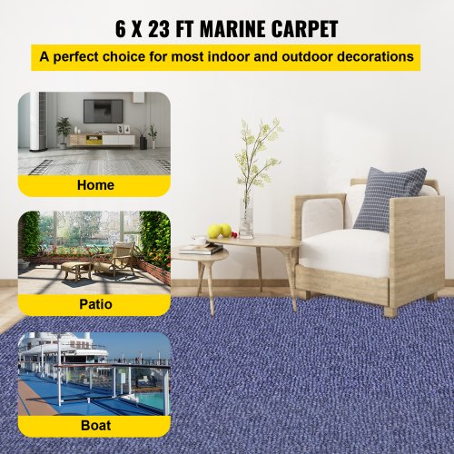 Deep Blue Marine Carpet 6 ft x 23 ft Marine Carpeting Marine Grade Carpet