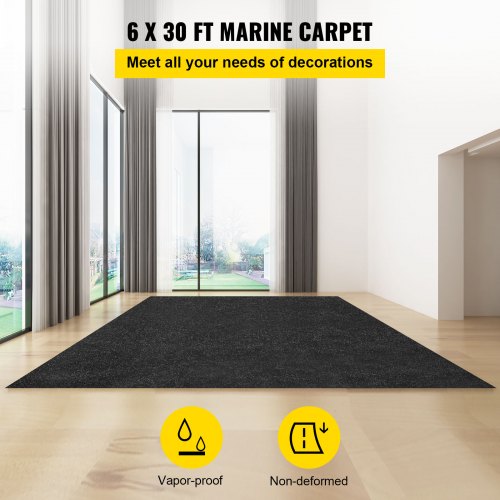 Marine Carpet 6 x 30 ft Boat Carpeting Charcoal Black Marine Grade Boat